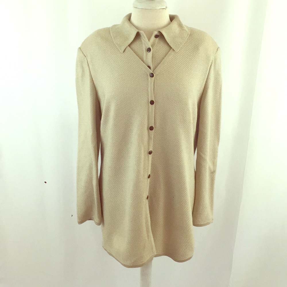 {St. John} Beige Knit Blouse & Jacket/ Cardigan